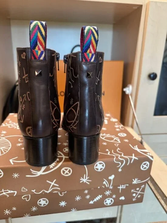 Valentino Santeria Leather Brown Ankle Boots Size 37.5 - Picture 5 of 12